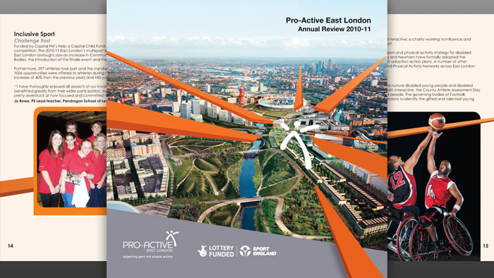 Pro-Active Central London Annual Report Front Cover Design - whole cover with internal pages