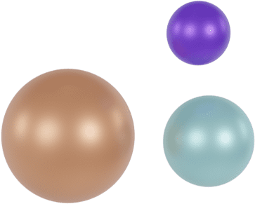 Three coloured 3D spheres