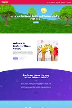 Sunflower House Nursery Website front page